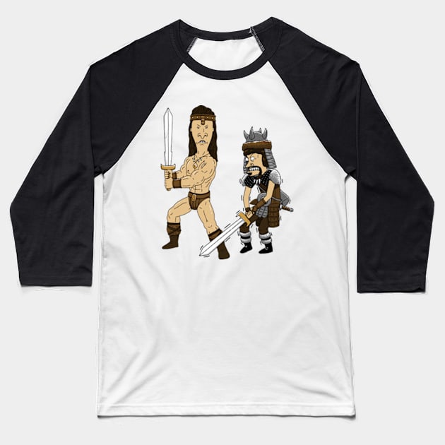 Stupid Barbarians Baseball T-Shirt by pigboom